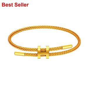 Adjustable Gold-Plated Buckle Charm Bracelet Titanium Steel Wire Rope
